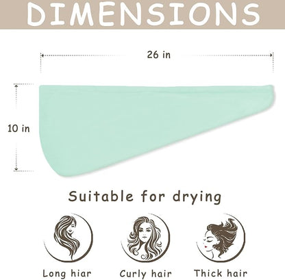YHPDYL 3 Pack Microfiber Hair Towel Wrap for Women, Fast Drying Hair Turban with Button, Anti-Frizz Large Hair Towel for All Hair Styles, Soft & Absorbent Hair Drying Towel