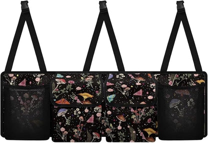 Mushroom Trunk Organizer for Car Women Oxford Cloth Back Seat Car Organizer Adjustable Car Back Seat Organizer with 4 Pockets, Space-Saving Car Organizers Storage Bag for SUV/MPV/Truck