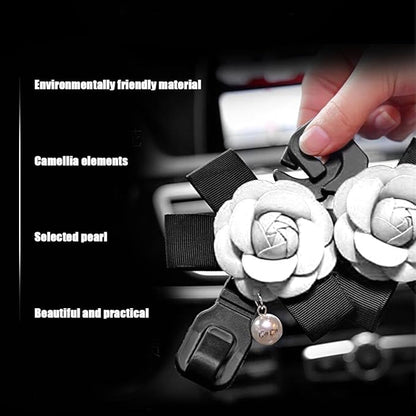 Car Seat Headrest Hook, 2PCS Cute Flower Vehicle Backseat Organizer Hanger for Purse Grocery Bag Coat, Auto Interior Hanging Decor Accessories, Universal for SUV Sedan Truck (White)