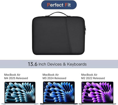 13 Inch Laptop Carrying Sleeve for 2025 Apple MacBook Air 13 Inch Laptop with M4 chip A3240, MacBook Air 13.6" M3 A3113 2024 / M2 A2681 2022 Protective Bag Case with Handle Pocket - Black