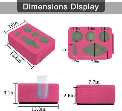 Couch Bed Cup Holder Pillow, Nisdoing 5 Hole Couch Drink Holder! Keep Drinks Hand Side and KeepTemp, Prevent Spills and Use Anywhere. Cup Holder for Couch, Bed,Camping,RV,Car,Beach.Pink