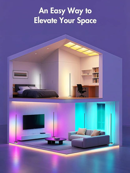OIYN Corner Floor Lamp 2 Pack, RGBICW LED Corner Lamp