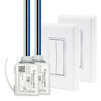 RunLessWire 3-Way Fan & Light Battery-Free DIY Kinetic Wireless Light Switch Kit