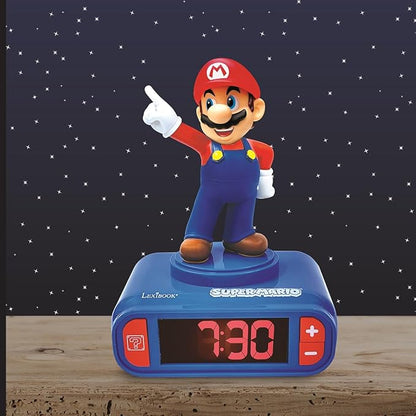 LEXiBOOK, Super Mario, Mario Nightlight Alarm Clock, Sounds and Melodies