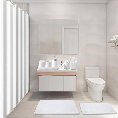 21 Pcs Bathroom Accessory Set with Waterproof Shower Curtain and Non Slip Mat,Resin Bath Set with Toothbrush Holder and Lotion Soap Dispenser,Bathroom Countertop Organizer Set for Home Apartment
