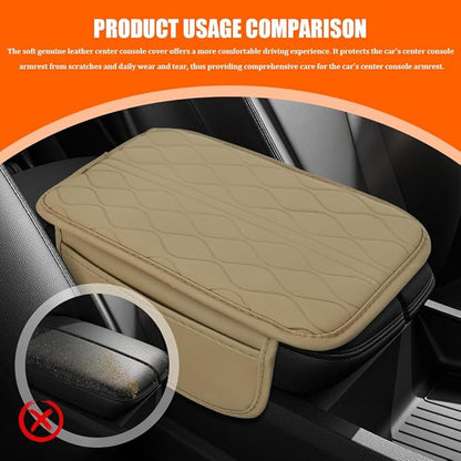 Leopard Cheetah Print African Animal Hunting Auto Center Console Armrest Pad, Car Center Console Cover, Auto Accessories Soft Comfort Armrest Cover Cushion Mat for Most Cars (Beige-K3)