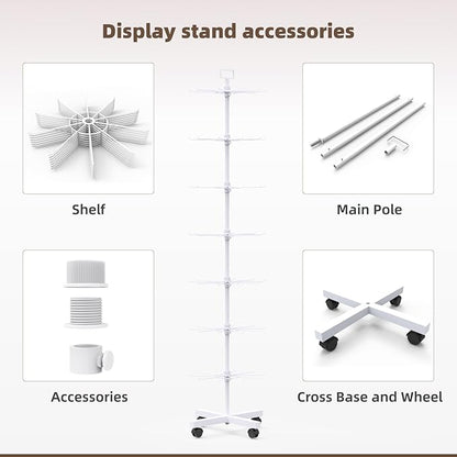YEOOE Retail Display Racks 7 Tier Spinning Display Stand, Movable Shop Spinner