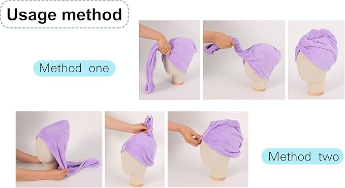AGKXHDEC 1 Pack Double Layer Microfiber Towel, Hair Turbans for Wet Hair, Drying Hair Wrap for Women(Pink)