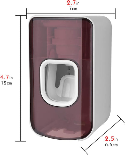2 Slot Toothbrush Holder and Toothpaste Dispenser Wall Mounted, Automatic Toothpaste Squeezer, 2 in 1 Tooth Brush Toothpaste Organizer for Shower (Red 2Pack)