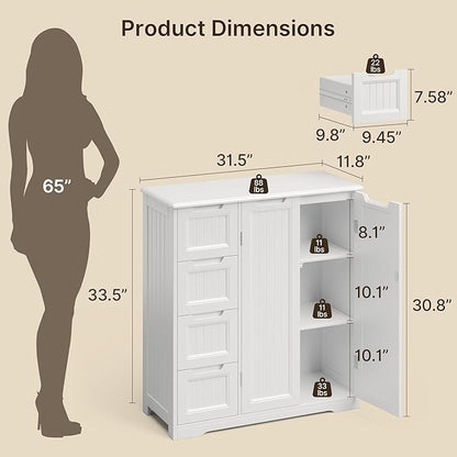 Gizoon Storage Cabinet, Bathroom Floor Cabinet, Kitchen Pantry, Side Storage