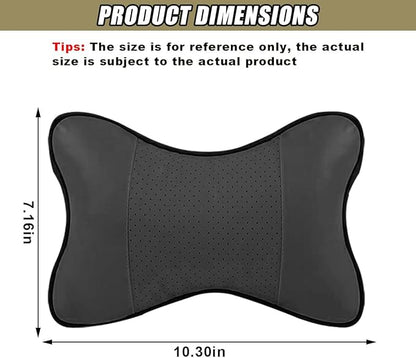 2PCS Car Neck Pillow, PU Leather Headrest Cushion with Adjustable Strap, Ergonomic Soft Headrest Pillow, Universal Multi-Function Auto Lumbar Support Accessories for Pressure Relief (Black)
