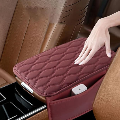 Car Armrest Pad for BMW M4 Competition Convertible Coupe F83 F82 G82, Waterproof Center Console Cushion Pad Cover Armrest Storage Box Mat Protection Interior Accessories,A-Red