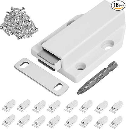 16 Pack Magnetic Push Latch, Heavy Duty Magnetic Touch Latch,