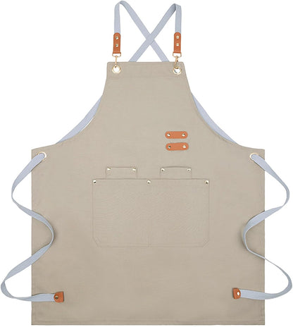Lisianthus 2 Pack Adjustable Bib Aprons for Women with Pockets, Men's Kitchen Cooking Apron