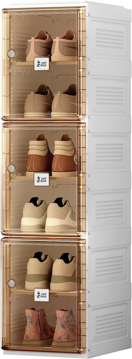 ANTBOX Shoe Organizer Storage Box, Portable Folding Shoe Rack