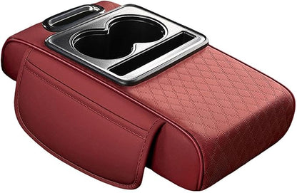 Car Center Console Pad PU Leather Armrest Organizer with Tissue Box Slot for Vehicles, Style I