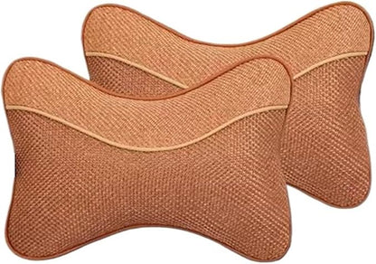 Car Headrests Cervical Neck Pillow Head Cushion Memory Foam Cotton Fit for Seat Waist Lumbar Support(Orange)