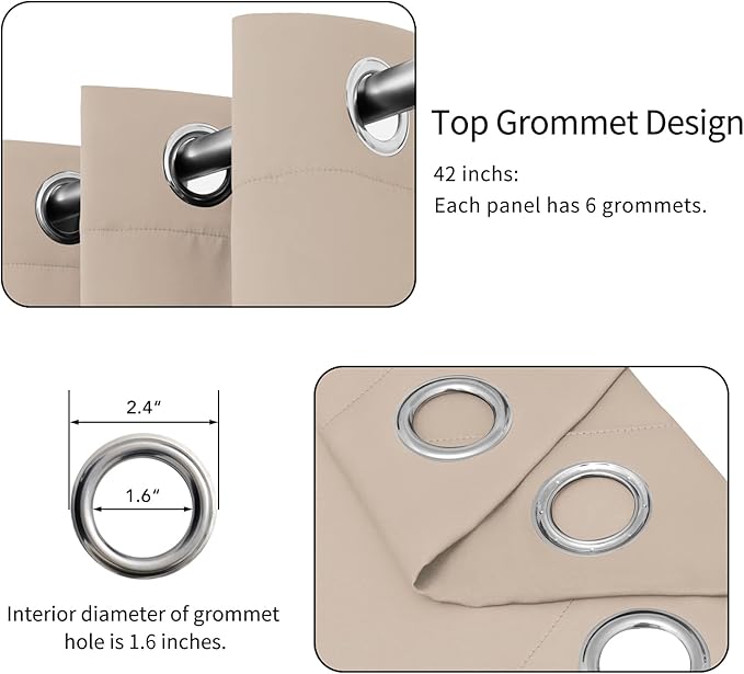 Easy-Going Blackout Curtains for Bedroom, Solid Thermal Insulated Grommet and