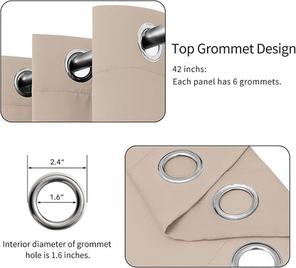 Easy-Going Blackout Curtains for Bedroom, Solid Thermal Insulated Grommet and