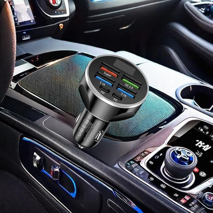 MESA'S LIVE 6-Port Car Charger USB C, 100W Max PD 65W QC3.0 Fast Charging, LED Voltage Display, 12/24V for Car/Truck/RV, Compatible with iPhone 16/Samsung/Tablet/Laptop