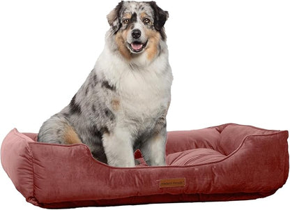 Modern Threads Luxury Dog Bed - Comfortable Tufted Velvet Cushion for Small to Large Dogs - Machine Washable - Durable & Cute Sleep Space for Pets - Pamper Your Pet with Cozy Beds - Rosewood