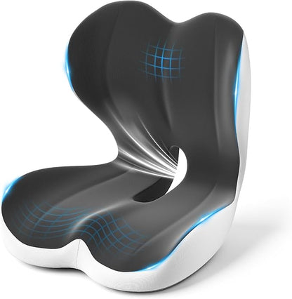 Seat Cushion, Memory Foam Car Seat Cushion with L-Shaped Ergonomic Design, Tailbone Pain & Sciatica Pain Relief Cushion for Office Chair, Car, Truck Drivers, Long Work Sessions and Wheelchair