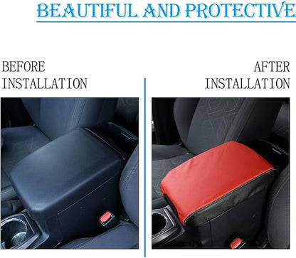 CHEAYAR Leather Car Auto Center Console Armrest Cushion for Toyota Tacoma Accessories 2016-2018 2019 2020 American Flag (Red and Black-Leather)