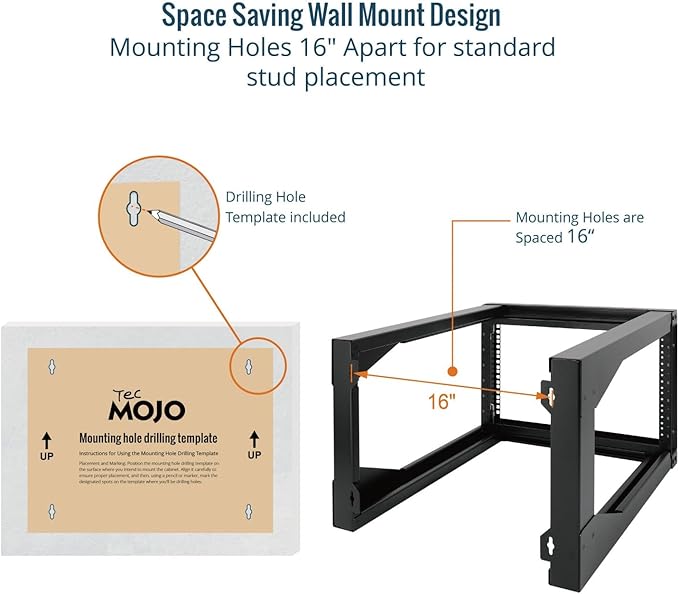 Tecmojo 6U Wall Mount Server Rack Swing Gate, 19in Computer/AV/Data/IT/Media
