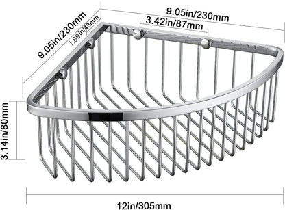 Bathroom Shower Caddy Corner Shelf Basket, Ultra Sturdy Rust-Proof Stainless Steel Shelf Organizer Shampoo Holder, Wall Mounted Storage Rack for Bathroom Kitchen, Polished Chrome