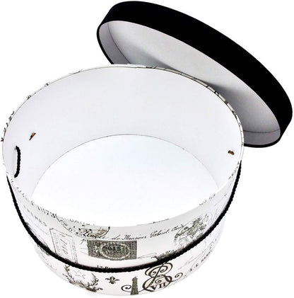 Sarah's Hat Boxes Classic Paris Hat Box – 12.75" x 6.5" (Dia. x Ht.) Handmade in USA – Odorless Non-Toxic Adhesive, Cording Handle – Premium Storage for Hats & Accessories