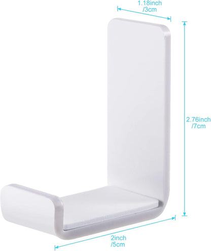 Weewooday 4 Pieces Headphone Hanger Holder Desk Adhesive Headphone Hook Wall Mount Headset Stand Acrylic Holder with Glues for General Purpose Game Earphone(White)