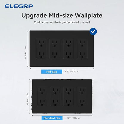ELEGRP 4-Gang Screwless Decorative Wall Plates, Mid-Size Unbreakable
