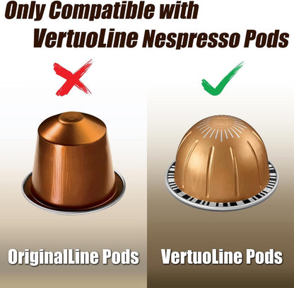 DecoBrothers Crystal Tempered Glass Vertuo Pod Holder Drawer, 28 Large or 56 Small Nespresso Capsule Organizer, Black