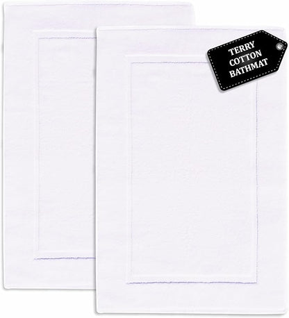 voyzz home Premium Bath Mat Floor Towel Set, Pack of 2 Super Soft & Absorbent Luxury Cotton Towels Hotel, Spa, Shower & Bathroom Tub Floor Mats Machine Washable (20"x30" Inch) White