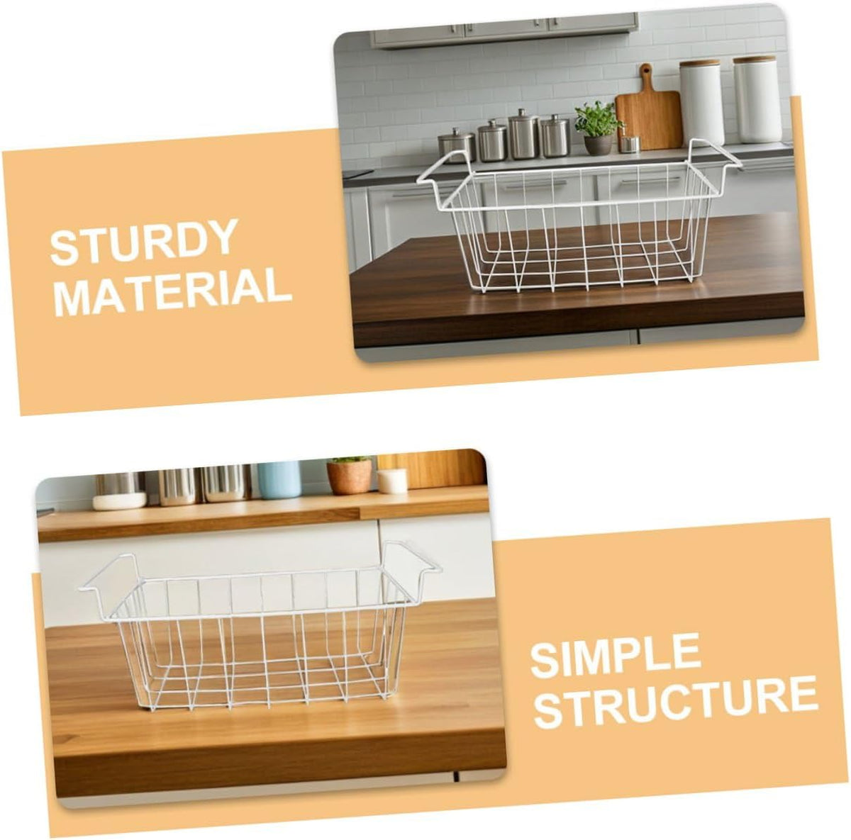 Heavy-duty Metal Freezer Storage Basket Organizer with Handle Hanging Wire Bins for Chest and Upright Freezers Refrigerator Dividers for Kitchen Pantry Organization