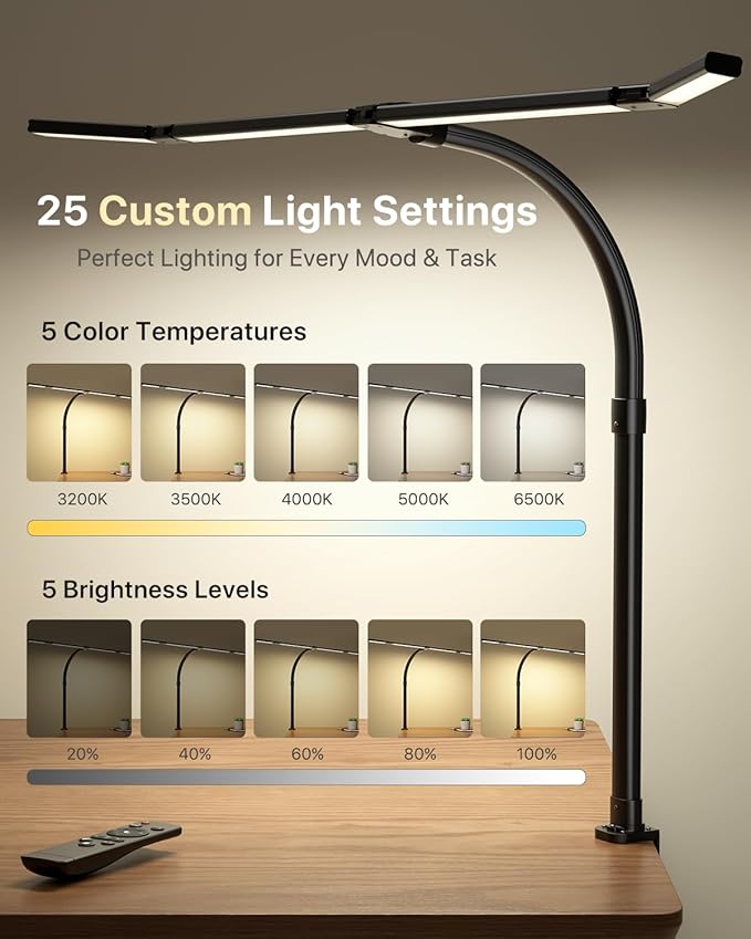 ONEMIX 42" LED Desk Lamp with Clamp, Architect Desk Light with Remote,