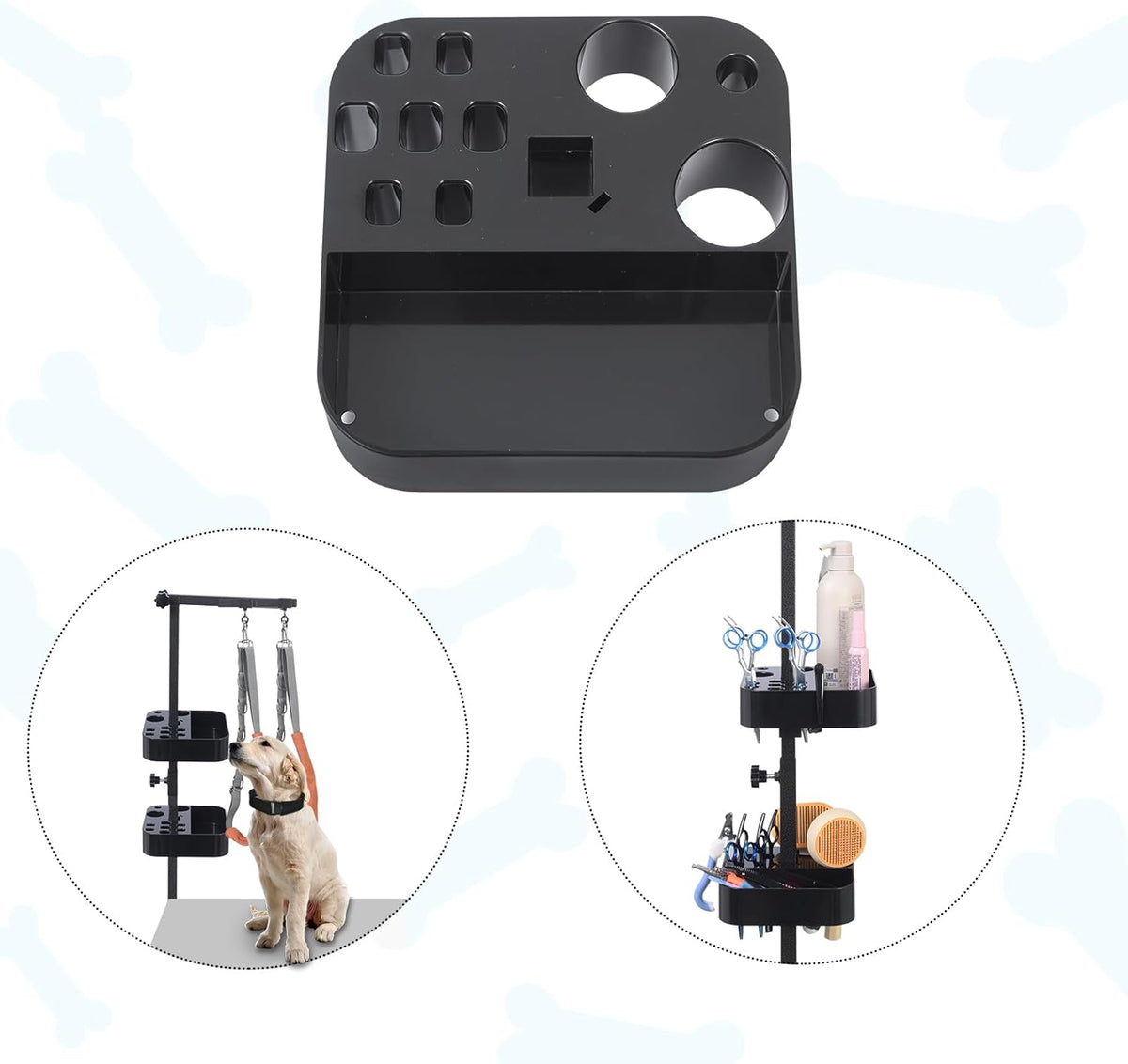 Dog Grooming Organizer – Adjustable Beauty Tools Organizer & Pet Grooming Storage Rack for Scissors, Brushes & Accessories
