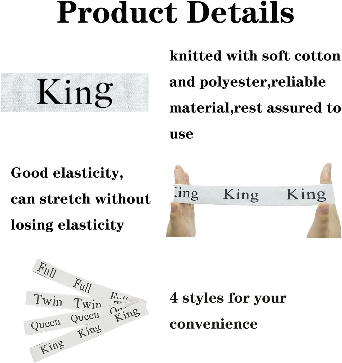 2-Piece Bed Sheet Organizer Bands - Sheet Keepers Linen Labels for Bedding, Closet Storage (King)