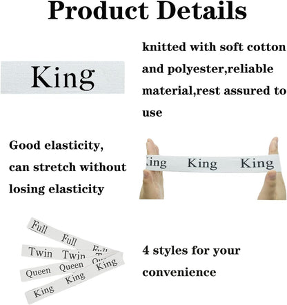 2-Piece Bed Sheet Organizer Bands - Sheet Keepers Linen Labels for Bedding, Closet Storage (King)