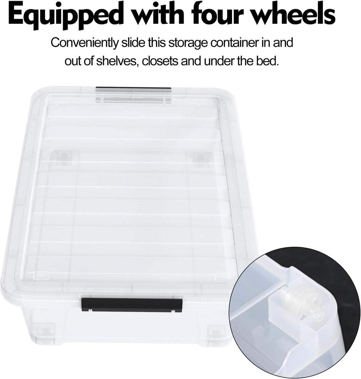 40 L Under Bed Plastic Storage Bins with Lids, Clear Underbed Storage Bin, 3 Pack