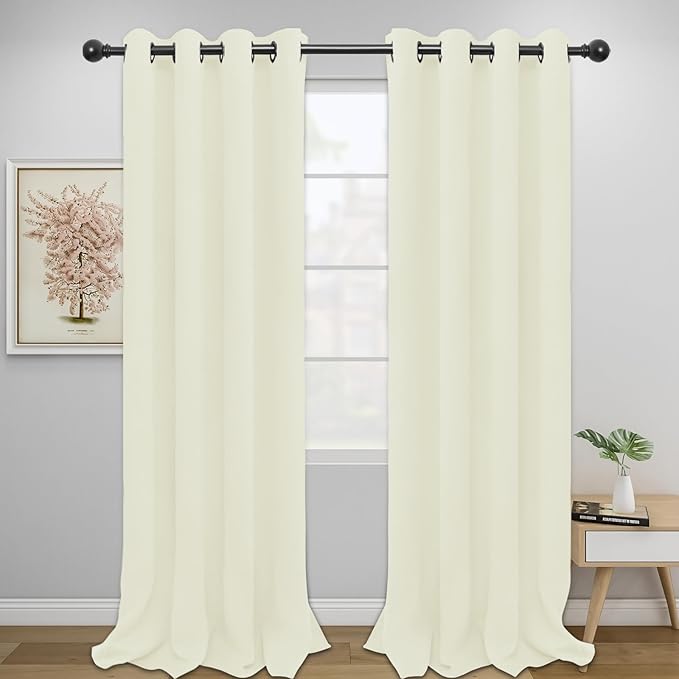 Easy-Going Blackout Curtains for Bedroom, Solid Thermal Insulated Grommet and