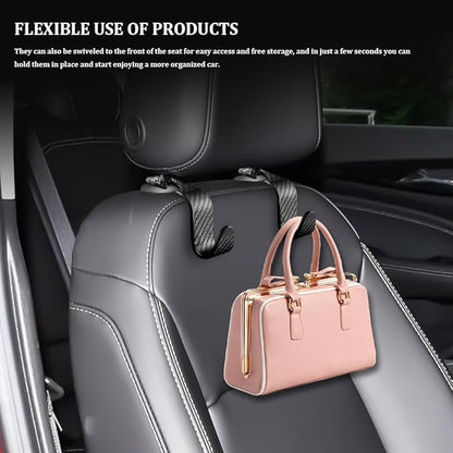 4PCS Car Seat Headrest Hook, Plastic Auto Back Seat Hanger Hooks, Multi-functional Stylish Seat Hooks, Universal Car Interior Headrest Hanger Storage Accessories for Purse Coats Handbag (Black)