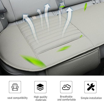 Car Back Seat Cover, Breathable PU Leather Rear Seat Cushion Protector with Storage Bag, Rear Bench Cover Pad Fits for 95% Vehicle, Universal Interior Car Accessories (Beige, Rear)