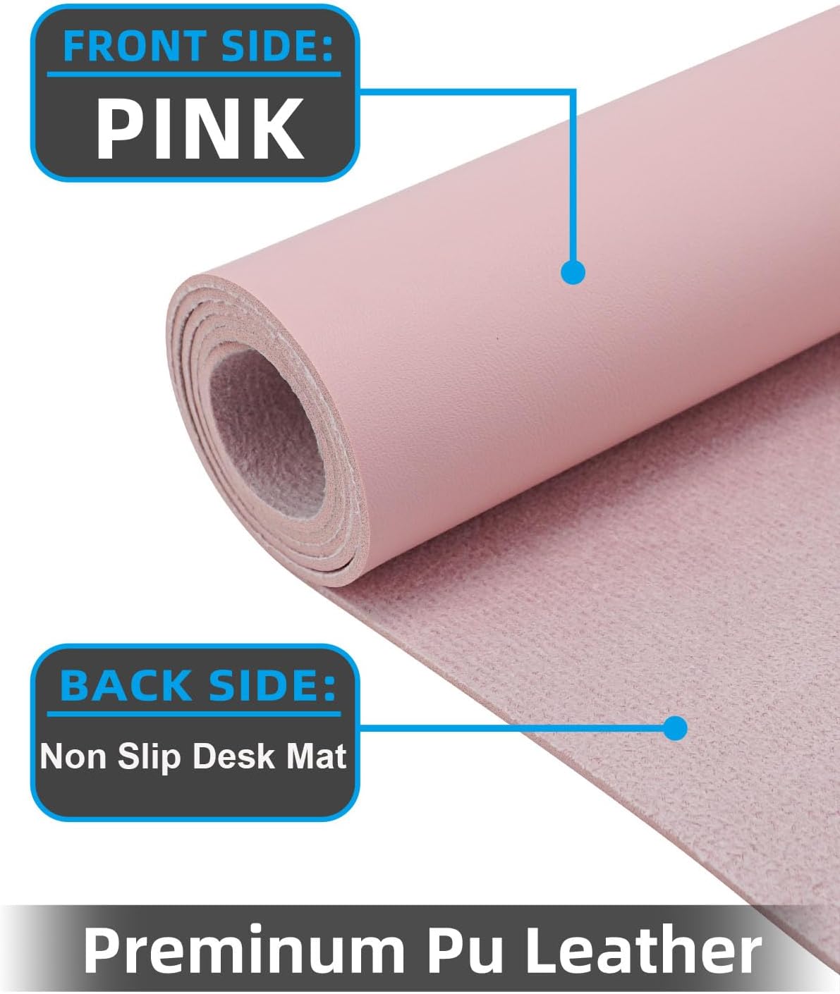 Leather Desk Protector, Non-Slip PU Laptop Mat for Office/Home - Waterproof Writing Pad (31.5"x15.7", Rose Pink)