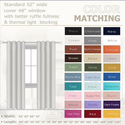 KOUFALL 96 Inch Curtains 2 Panels Set Drapes 96 Inches Long