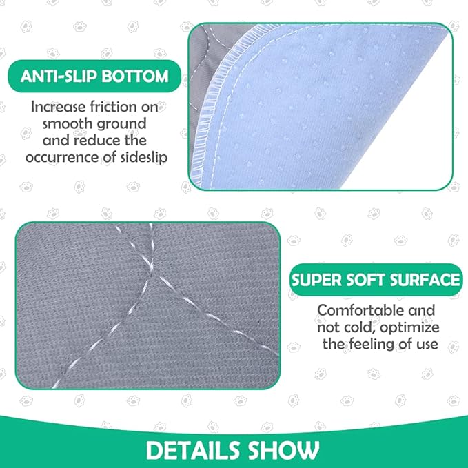 PUPTECK Washable Pee Pads for Dogs - 2 Pack 48" x 60" Waterproof Reusable Puppy Potty Training Pads Whelping Mat - Fast Absorption Non-Slip Pet Food Feeding Mat - Pad for Small Animals
