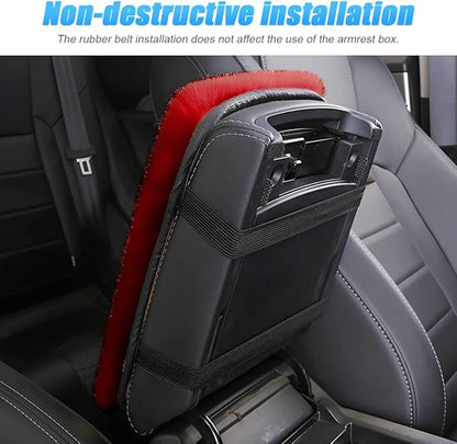Fluffy Car Armrest Cover, Universal Car Center Console Pad, Car Armrest Seat Box Cover Decor Accessories For Women Men, Armrest Seat Box Cover Protector For Most Vehicle, SUV, Truck, Car (Wine Red)