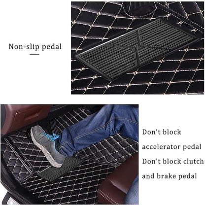 Custom Car Floor Mats Fit for 99% Sedan SUV Sports Car Protection Full Coverage Pads Anti-Slip Leather Floor Lining Pads All Weather Car Floor Mats (Black)