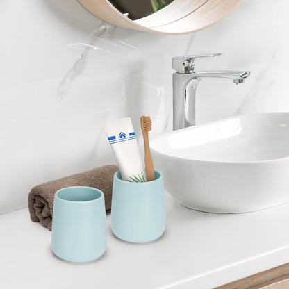 Bathroom Tumbler Cup Ceramic 13.5oz Reusable Toothbrush Cup 400ml,Toothbrush Holder Adequate for Your Bathroom (Cyan)