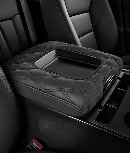 Center Console Cover for Chevy Silverado & GMC Sierra 2014-2018 with 40/20/40 Jump Seat Accessories, Leather Middle Armrest Console Cover Elbow Arm Rest Cushion for Car (Split Bench Seat Console ONLY)